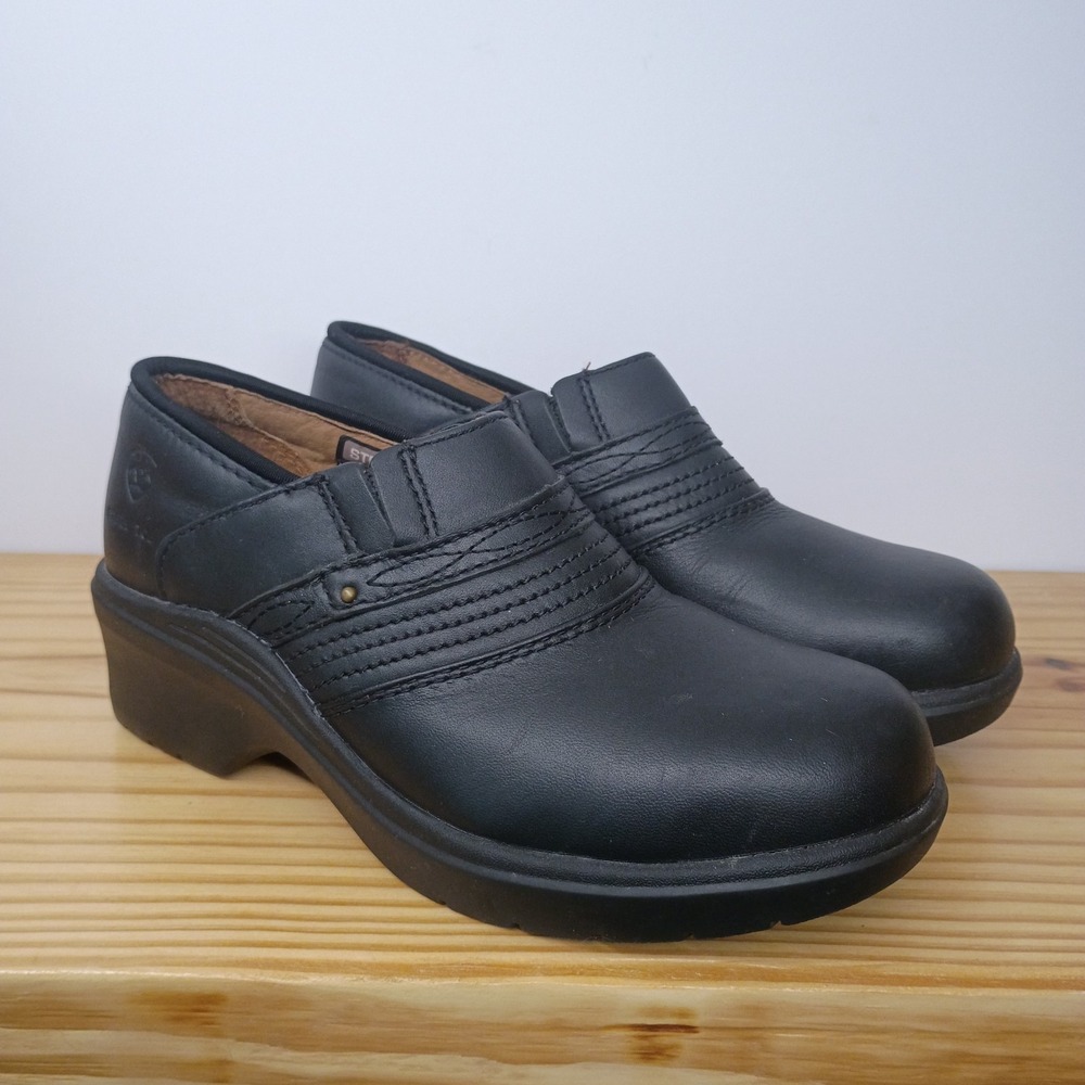 Ariat Expert Safety Clog Black Leather Work Shoes Steel Toe Women's 6.5 B